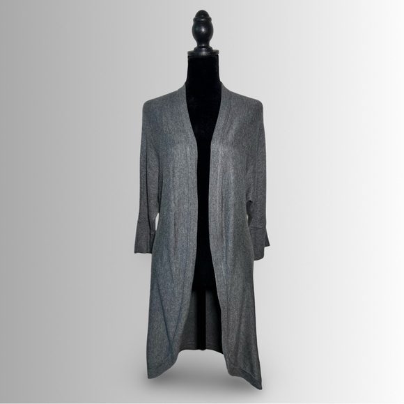 Retro-ology Sweaters - Retro-ology Gray Duster Open Cardigan, Curved Front Hems Size Small